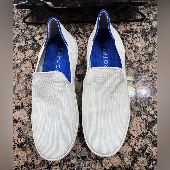 Rothy's White and Navy Slip-On Sneakers Size 8.5 - Picture 3 of 12